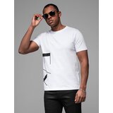 Ombre Men's cotton jersey t-shirt with large side lettering - white | Eponuda.ba