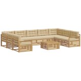 vidaXL Zunanja garnitura za sedenje z blazino 10 pcs Bela in bež, (5000270530) | Shoptok.si