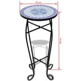 vidaXL Stranska mizica za rastline mozaik modro bela, (20579927) | Shoptok.si