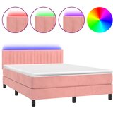  box spring s madracem LED ružičasti 140x200cm baršunasti | shoptok.hr