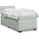 vidaXL Box spring postelja z vzmetnico svetlo siva 100x200 cm žamet Cene