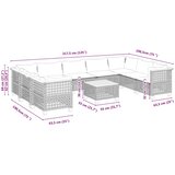  10-dijelni set vrtnih sofa s jastucima bež od poliratana 55 x 55 x 36 cm | Shoptok.si