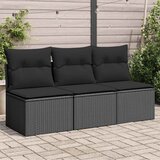  Vrtna sofa s jastucima za 3 osobe, crna, poliratan | shoptok.hr