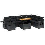  9-dijelni set vrtnih sofa s jastucima crni od poliratana | shoptok.hr