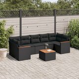  8-dijelni set vrtnih sofa od poliratana s jastucima crni Cijene