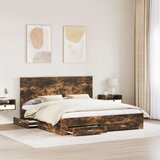  Okvir za krevet s uzglavljem Dimljeni hrast 200 x 200 cm | shoptok.hr