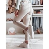 DStreet Spodnie damskie materiałowe chinosy z paskiem ROSSALI jasnobeżowe | Shoptok.si