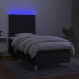 Krevet box spring s madracem LED crni 90x200 cm od tkanine | shoptok.hr