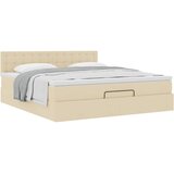  Otomanski krevet s madracem krem 160x200 cm od tkanine | shoptok.hr