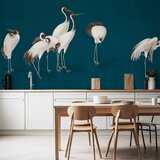  Foto tapeta - Evening by the pond - a group of cranes drawn in dry pastel on a dark turquoise background 450x315 Vodootporna | shoptok.hr