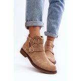 Boto Women's Flat Heel Ankle Boots with Straps Beige Melviana | ePonuda.com