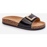 Boto EVENTO Women's Black Slide Sandals on Cork Platform with Embellishment Elleriome | ePonuda.com