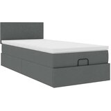 vidaXL Otomanski posteljni okvir z vzmetnico siv 100x200 cm blago | Shoptok.si