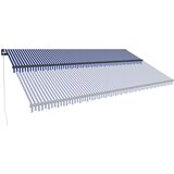  Tenda na ručno uvlačenje s LED svjetlom 600x300 cm plavo-bijela | shoptok.hr