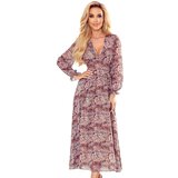 Numoco 378-1 MIDI chiffon dress - brown BOHO pattern | shoptok.hr
