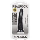 REALROCK Slim - realističen dildo z lepljivimi nogami - 15,5 cm (črn) | Shoptok.si