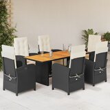 vidaXL 7-dijelni vrtni blagovaonski set s jastucima crni od poliratana | shoptok.hr