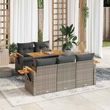 vidaXL 6-dijelni set vrtnih sofa poliratan i bagrem s jastucima sivi Cijene