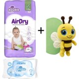 Violeta DC Pelene Air Dry 5, 11-25 kg, 52/1, Vlažne maramice Water Care, 56/1 + Plišana igračka pčelica gratis Cene