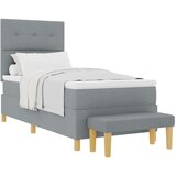 vidaXL Box Spring Postelja z Vzmetnico in Klopjo Svetlo Siva 90x200 cm Tkanina, (22049110) Cene