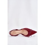 Boto Lace High Heels With Open Back Burgundy Annivirae | ePonuda.com