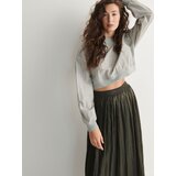 Reserved pulover iz kombinacije materialov - svetlo siva | Shoptok.si