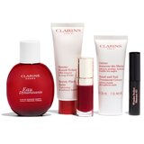 Clarins Aroma Eau Dynamisante set: negovalna dišeča vodica 50 ml + krema za obraz Beauty Flash Balm 50 ml + olje za ustnice Lip Comfort Oil 7 ml 03 Cherry + krema za roke Hand And Nail Treatment Cream 30 ml + maskara Wonder Perfect Mascara 4D 3 ml 01 Perfect Black + kozmetična torbica unisex | Shoptok.si