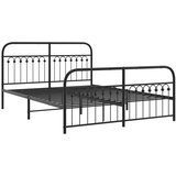  Metalni okvir kreveta uzglavlje i podnožje crni 150x200 cm | shoptok.hr