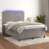  Box spring postelja z vzmetnico LED svetlo siva 140x200cm žamet, (20790642) Cene