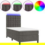  Box spring s madracem LED tamnosivi 90x190 cm baršun | shoptok.hr