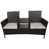 Maison Chic Vrtni kavč - Zunanji kavč dvosed z mizico poli ratan rjav, (22043922) | Shoptok.si