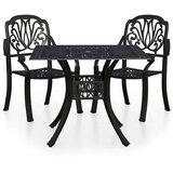  3-dijelni bistro set od lijevanog aluminija crni | shoptok.hr