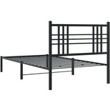 vidaXL Kovinski posteljni okvir z vzglavjem črn 90x200 cm | Shoptok.si