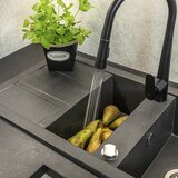 LAVEO Granitni sudoper Barbados, dva korita sa sifonom, cjedilom, crni, 100x48 cm | shoptok.hr