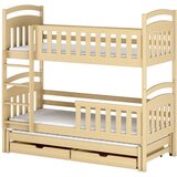 Molarem Home Drveni dječji krevet na kat Viki s tri kreveta i ladicom - svijetlo drvo - 200x90 cm - Bez madraca | shoptok.hr