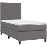 Krevet box spring s madracem LED sivi 100x200cm od umjetne kože | Eponuda.com
