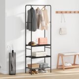 vidaXL stalak za odjeću s policama crni hrast 60 x 30 x 171 cm | shoptok.hr