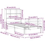 vidaXL Krevet s regalom za knjige bez madraca 75 x 190 cm od borovine | shoptok.hr