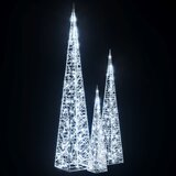  Set akrilnih ukrasnih LED stožaca hladni bijeli 60/90/120 cm | shoptok.hr