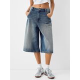 Bershka Kavbojke moder denim / češnjevo rdeča / bela | Shoptok.si
