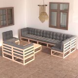  Sedežna garnitura 10-delna z blazinami trdna borovina | Shoptok.si
