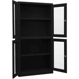 vidaXL Pisarniška omara črna 90x40x180 cm jeklo in kaljeno steklo | Shoptok.si