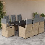  3-dijelni vrtni blagovaonski set od poliratana s jastucima bež | shoptok.hr
