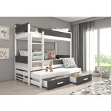 ADRK Trislojna pogradna postelja QUEEN 200x90 s tremi leii - BELA-ANTRACIT | Shoptok.si