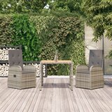 The Living Store Vrtna jedilna garnitura 3-delna z blazinami siv poli ratan - Vrtna Jedilna Garnitura, (21481372) | Shoptok.si