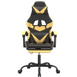  Vrtljiv gaming stol z oporo za noge črno in zlato umetno usnje, (20701223) | Shoptok.si