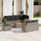 Maison Chic Seti vrtnega pohištva - Vrtna garnitura - Vrtni pohištvo set 9-delna z blazinami siv poli ratan, (21798227) | Shoptok.si