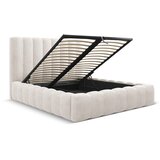 Micadoni Home Krem tapecirani bračni krevet s prostorom za odlaganje s podnicom 200x200 cm Kelp – | shoptok.hr