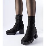 Gemre Black eco-suede block heel ankle boots Agordino Cijene
