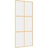 vidaXL Drsna vrata zlata 90x205 cm prozorno ESG steklo in aluminij | Shoptok.si